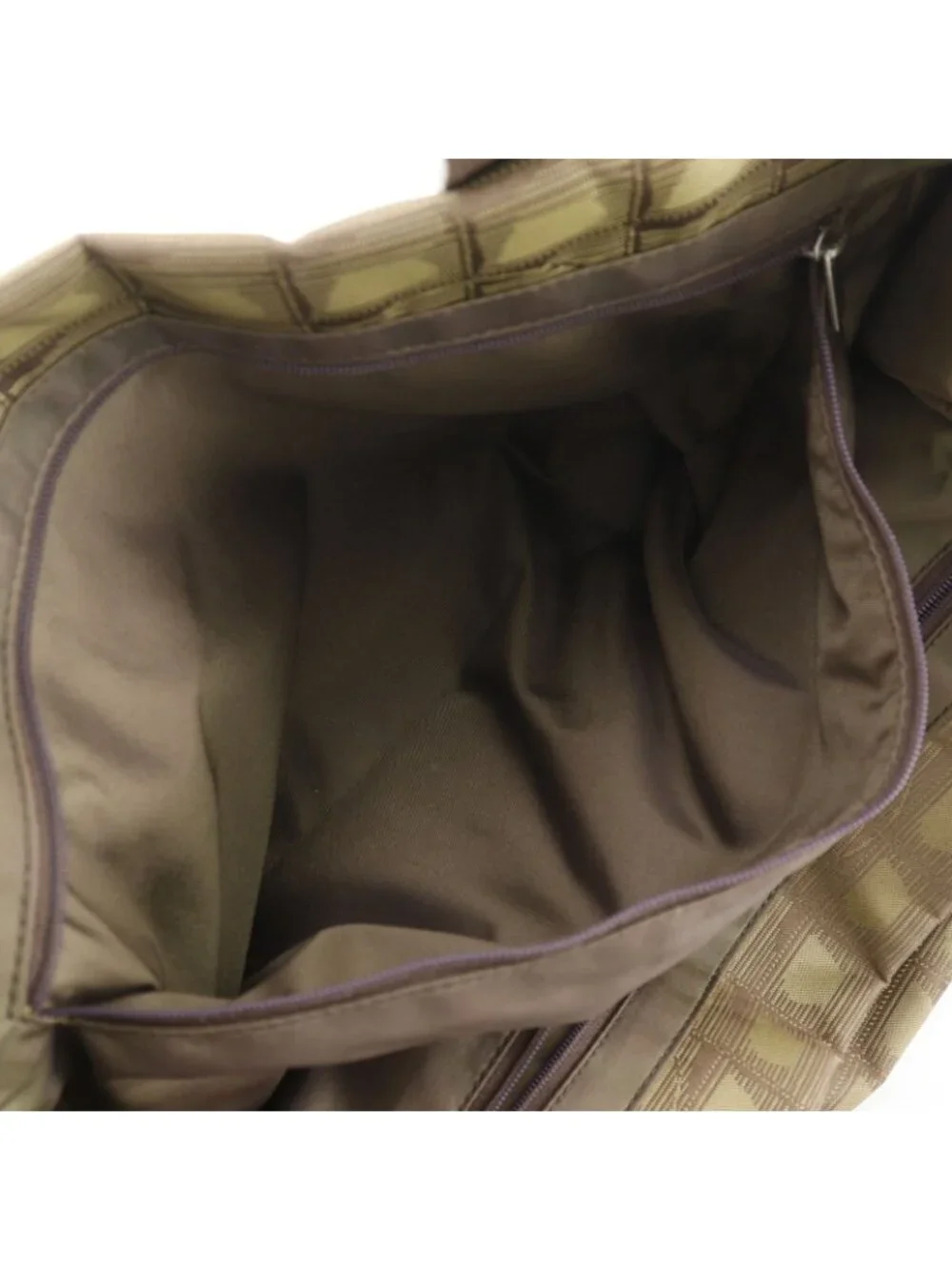 Chanel New Travel Line Tote Bag MM Nylon Canvas Khaki